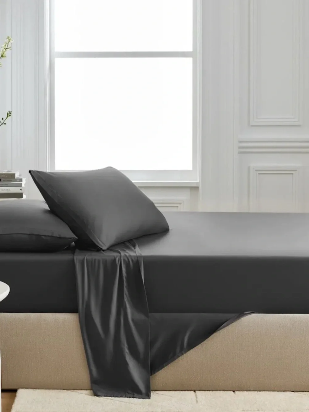 Quince Bamboo Flat Sheet And Pillowcases, King (Charcoal)
